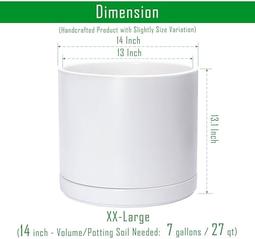 D'vine Dev 14 Inch Ceramic Planter Pot, White, 94-O-G-1 - Image 3