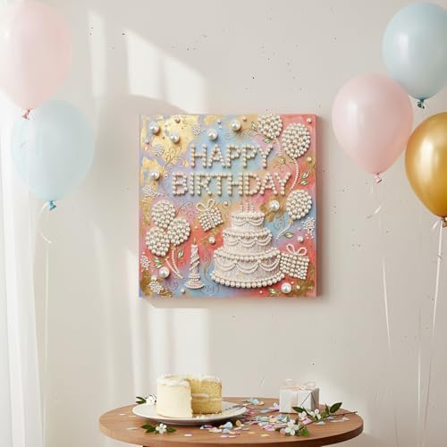ARTopet DIY Pearl Painting Kit with Frame 9.84x9.84IN Birthday Theme Gemstone Diamond Dots Beads Art Craft for Adult Beginners Display Tabletop Wall Mounting Home Decor-Birthday0 - Image 6