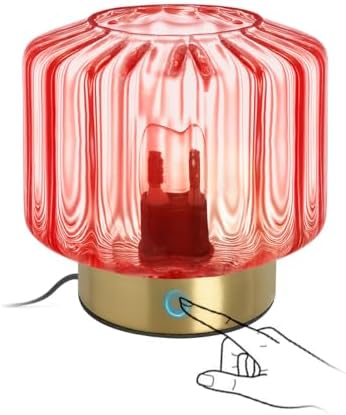 Red Glass Table Light Touch Table lamp Mid Century Modern Table lamp Gold Desk lamp nightstand lamp Vintage Table Lamps Small Table Lamp for Bedside end Table Bedroom Living Room Office by Auwieou