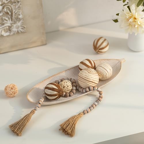 Hanobe Leaf Wooden Decorative Tray, Wood Key Bowl for Entryway Table Decor - Image 3
