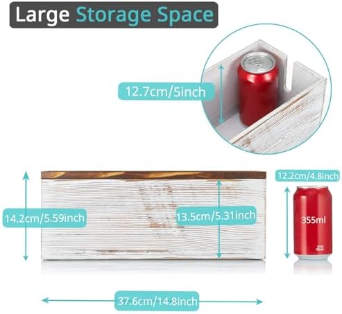 Large Cable Management Box, White Washed Wood Cord Organizer Box for Desk, Floor, Office to Hide Extension Cords Power Stripes Surge Protectors Chargers Wires - Image 3
