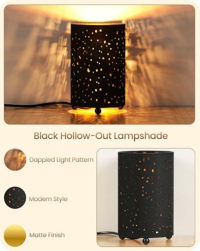 Black Table Lamps Set of 2, 8.1" Small Bedside Lamps Set of 2 - Image 3