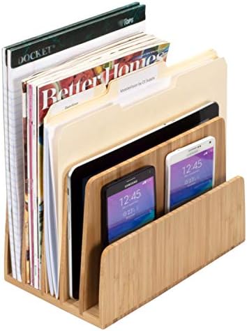 MobileVision Bamboo Desktop File Folder Organizer and Paper Tray, 5 Slots - Image 2