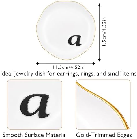 Initial Ring Dish - White Ceramic Jewelry Tray for Nightstand & Sink, Anti-Loss Trinket Organizer, Meaningful Engagement or Birthday Gift for Women, Sister, Friends (Letter D) - Image 2