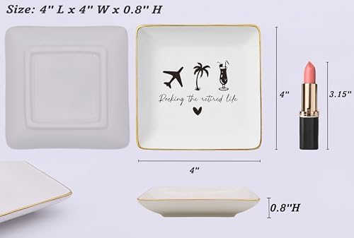 Rocking the Retired-Happy Retirement Gifts-Funny Colleagues Retirement,Goodbye,Leaving Gifts for Coworkers Boss Leader Teacher-Appreciate Christmas Gift-Ceramic Jewelry Tray Trinket Holder Ring Dish - Image 5