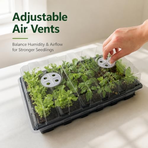 Gardzen 5 Pack Seed Starter Trays with Vented Domes 75 Cell Black - Image 3