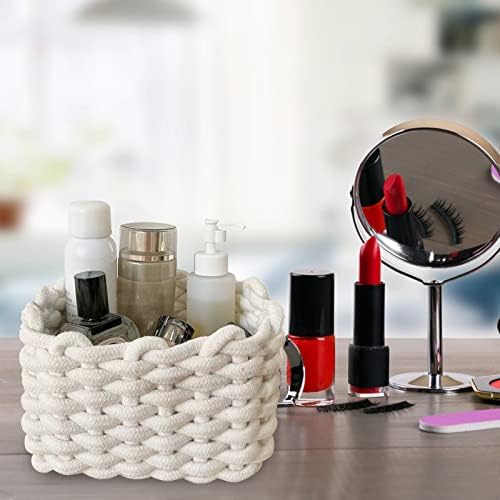 Small Storage Decorative Basket, Cotton Rope Woven Shelf Basket for Little Items, Cute Box Organizer for Baby Room, Nursery, Bedroom - Image 7