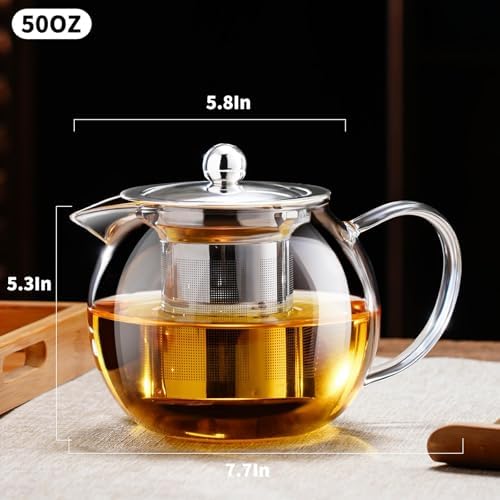 PARACITY Glass Teapot for Stovetop, 50 oz Clear Tea Kettle with Infuser - Image 2