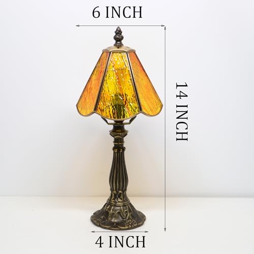 Tiffany Style Table Lamp Orange Rippled Stained Glass Lamp 14 Inch - Image 2