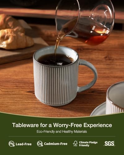 famiware Coffee Mug Set of 8, Star 12 oz Ceramic Mugs Cups Set with Handle - Image 2