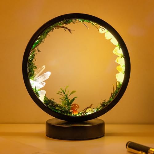Runyangshi Nature Decor Natural Citrine Crystal Night Light, Nature Lamp 3 Colours Dimmable USB Rock Lamp, Forest Style Healing Lamp for Bedroom Home Decor Gift by Runyangshi