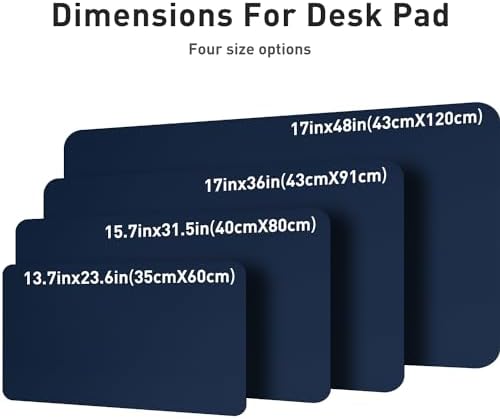 Aothia Leather Desk Pad Protector, Mouse Pad, Office Desk Mat, Non-Slip PU Leather Desk Blotter, Laptop Desk Pad, Waterproof Desk Writing Pad for Office and Home (48"x17", Dark Blue) - Image 6