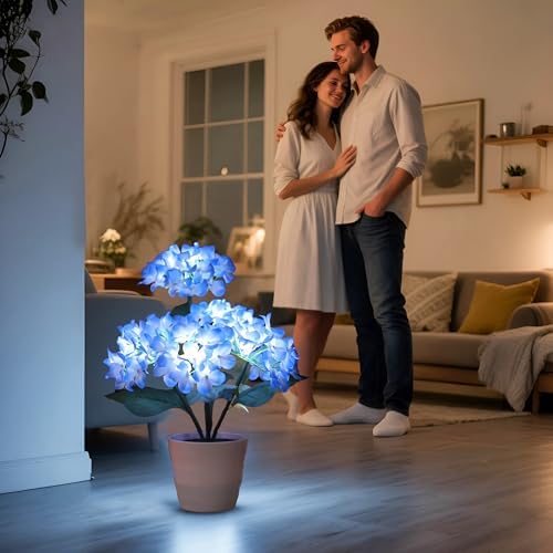 Blue Hydrangea Lamp Decor for Christmas Mother Valentines Day Birthday - Image 5