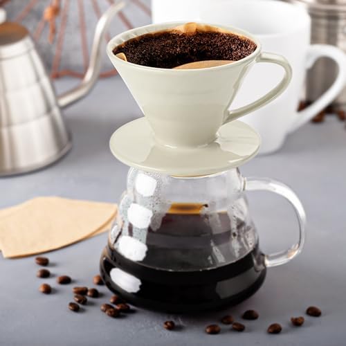 V 60 Ceramic Pour Over Coffee Dripper, Reusable Porcelain Portable Pour Over Coffee Maker With 50 V-shaped coffee filtering paper - Image 6
