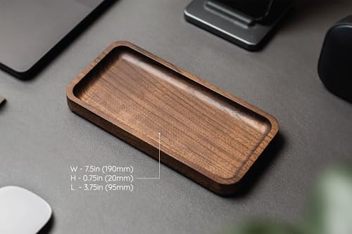MUUJEE Wooden Desk Tray Organizer - 7.5 x 3.75 for Work Teacher Dad Wood Tray Work Minimalist Rustic - Image 3