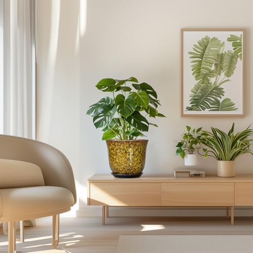 Ceramic Planter, 8 Inch Plant Pot for Indoor Plants, Yellow - Image 7