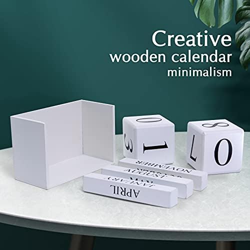 Notakia Wooden Gaobei Desk Blocks Calendar Perpetual Block Month Date Display (Large white) - Image 2