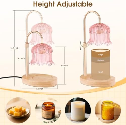 Candle Warmer Lamp Adjustable Timer Electric－Pink Flower Wax lamp - Image 5