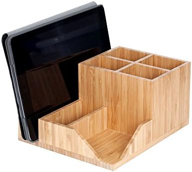 MobileVision Bamboo Multi-Function Desktop Organizer; Store stationary items like notepads, file folders, paperclips, business cards, pens, & more - Image 6