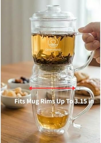 Glass Tea Infuser, Easy Drain for Loose Leaf, 15.2 oz, Clear - Image 6