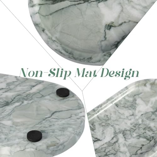 Koville Marble Bathroom Tray for Countertop, Vanity Tray Stone Trays for Decor, Natural Marble Decorative Tray for Dresser Organizer, Storage Trays for Perfume, Jewelry, Cosmetics(Retro Light Green) - Image 4