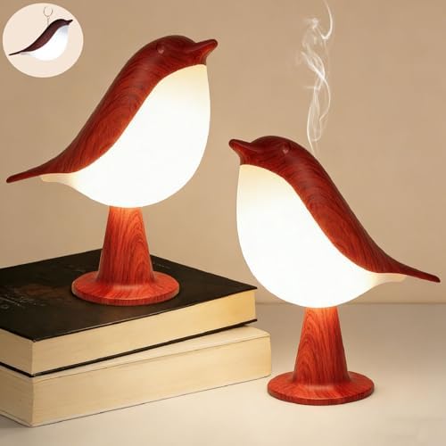 VoMii Bird Desk Lamp Set of 2, Small Table Lamp Cordless Touch Dimmable Night Light with 3 Color Temperature, Rechargeable Decorative Lamps for Bedroom Bedside Nightstand, Desk Decor, Bird Gifts by vomii