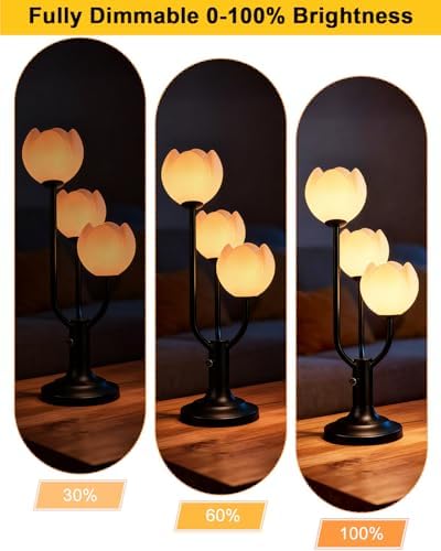 Lightdot Flower Table Lamp Floral Nightstand Lamp Home Decor Gift Dimmable - Image 3