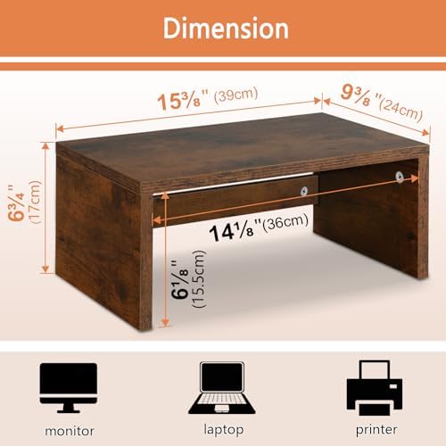 TEAMIX 6.7 inch Tall Monitor Stand Riser, Wood Shelf Riser, Desk Organizer - Image 5