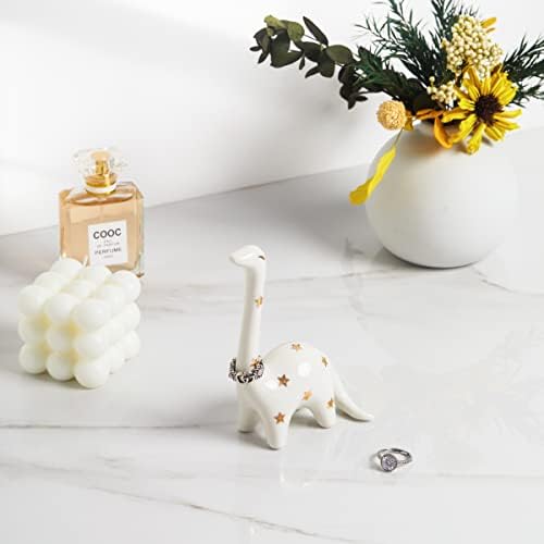 PUDDING CABIN White Dinosaur Ring Holder, Engagement Wedding Ring Stand, Dinosaur Gifts, Cute Preppy Room Decor, Birthday Gifts for Women Her Girls Friends, Bridal Shower Bridesmaid Gifts - Image 2