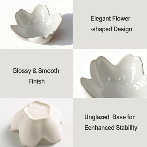 Pearl White Flower Ceramic Ring Holder Jewelry Dish Tray Trinket Bowl - Image 6