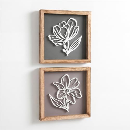 Tide and Tales 3D Botanical Floral Wall Art, Set of 2, Framed Wall Art by TideandTales