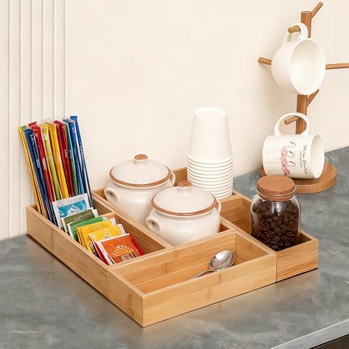Bamboo Drawer Organizers Set with Removable Dividers, 5PCS Adjustable Multi-Use Wood Storage Organizers(5-9 Grids), Desk Drawer Tray for Bathroom, Office, Dresser, Storage Box for Jewelry, Makeup - Image 5