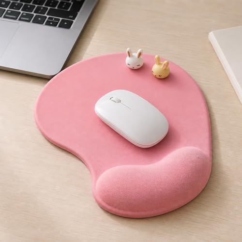 Office Mousepad with Gel Wrist Support - Ergonomic Gaming Desktop Mouse Pad Wrist Rest - Design Gamepad Mat Rubber Base for Laptop Computer -Silicone Non-Slip Special-Textured Surface (01Pink) - Image 2