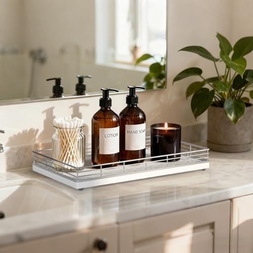 Bathroom Vanity Tray, 13" x 8" Oak Decorative Wooden Tray for Countertop - Image 2