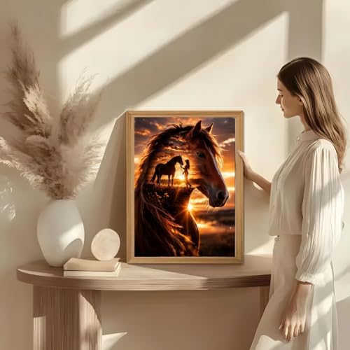 BYGFHLYW Horse Sunset Diamond Painting Kit for Adults, Diamond Art 12X16In - Image 4