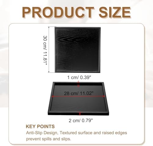 Wooden Serving Tray Square Wood Serving Tray Decorative Platter, 11.8x11.8 Inch Fit for Home Decor Kitchen Coffee Table Candle Holder, (Black) - Image 2