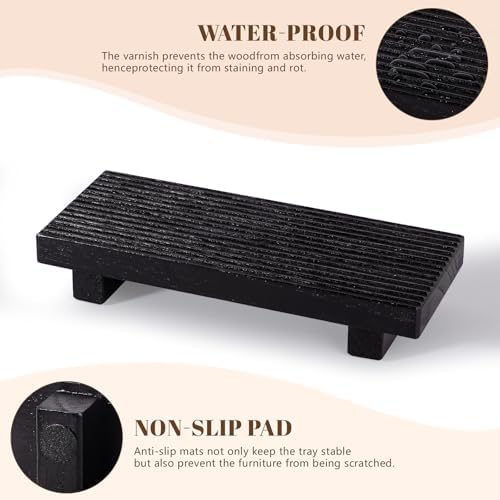 Bathroom Sink Tray Wood Riser Display Kitchen Decor Soap Holder, Black - Image 7