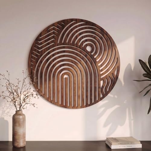 Yerliker Mcm Decor Mid Century Modern Wood Wall Art, Circular by Yerliker