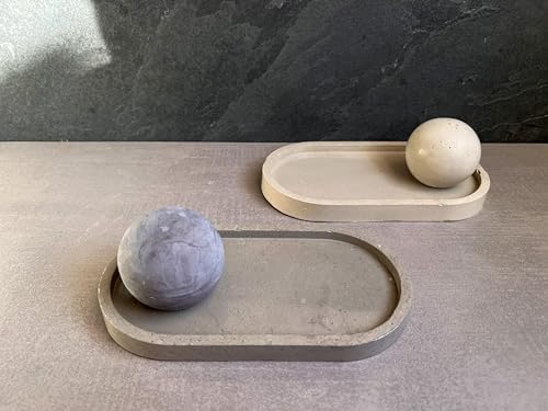 Oval Concrete Tray, Jewelry Holder, Vanity Tray, Cement Tray, Coffee Table Tray, Decorative Tray, Jewlery Tray, Bathroom Tray, Minimalist (6.87" L, Bluish Gray) - Image 5