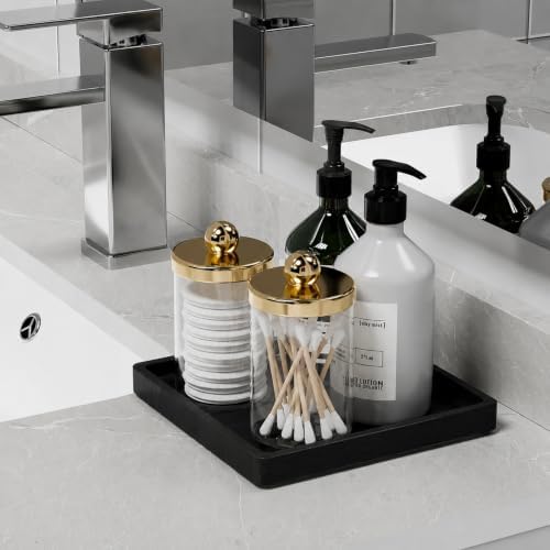 Weenson Bamboo Bathroom Vanity Tray Countertop, Decor, 7.9" x 7.9" Black - Image 3