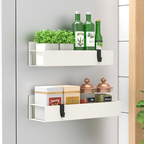 HuggieGems Metal Magnetic Spice Rack for Refrigerator Cream White, 2 Pack by HuggieGems