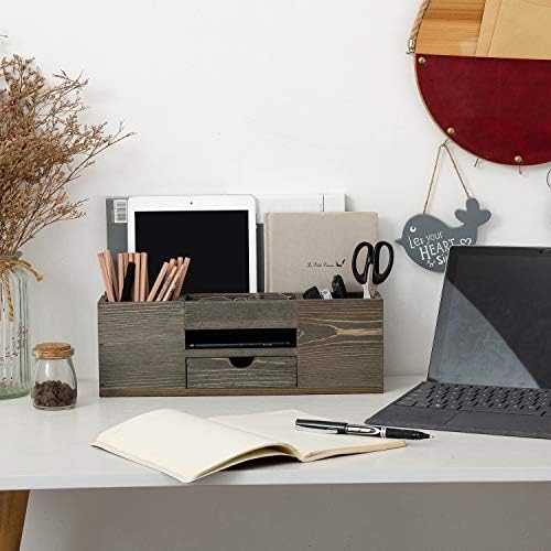 Liry Products Brown Wooden Desktop Organizer Multiple Compartments Rack Shelf Drawer Tabletop Wood Storage Cabinet Office Supplies Caddy Document Stationery Holder Accessory Sorter Vanity Home - Image 7