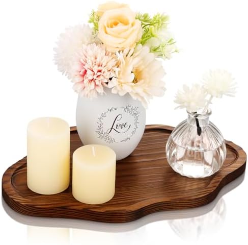 Small Decorative Tray Wood Decorative Serving Tray for Candles Perfume, Cloud Wooden Jewelry Tray Trinket Dish, Wooden Trays for Coffee Table Home Decor by BIEOFFEI