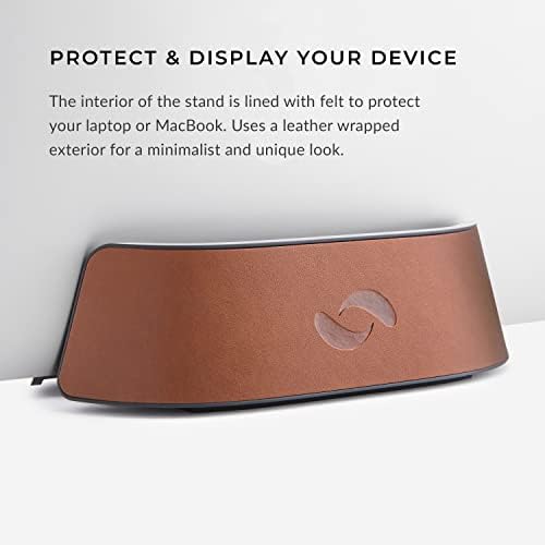 HumanCentric Vertical Laptop Stand in Vegan Cognac Leather, Adjustable - Image 4