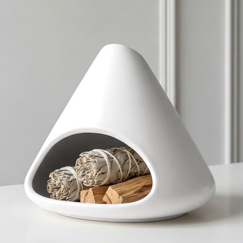 Ceramic Palo Santo Holder Incense Burner with Chimney, White by PXDSDXJJWEDDING%EF%BC%86HOMEDECOR