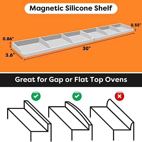 Hydream Stove Top for Silicone Shelf,30 Inch Magnetic Shelf Over the Stove Spice Rack of,Kitchen Organizer Magnet Above Stovetop Flat Back of Storage Suctioned-Light Grey - Image 2