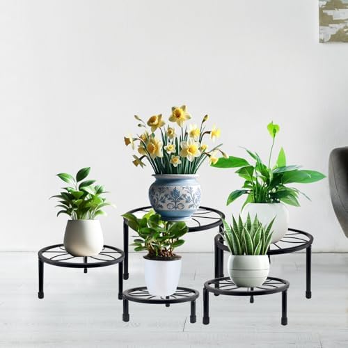 5 Pack Metal Plant Stand Indoor, Outdoor Low Plant Shelf for Multiple Plant - Image 3