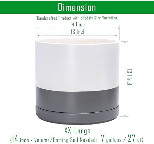 D'vine Dev 14 Inch Ceramic Planter Pot, White/Grey, 94-O-G-6 - Image 2
