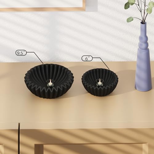 Small Ceramic Bowl Black Decorative Bowl, Modern Home Decor Centerpiece 6 Inches Key Jewelry Ruffle Fluted Scalloped Bowl - Image 7