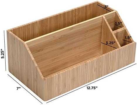 MobileVision Bamboo Desktop All-In-One Organizer for File Folders, Notepads, Pens, Stationary Items, Small Electronics and more - Image 3